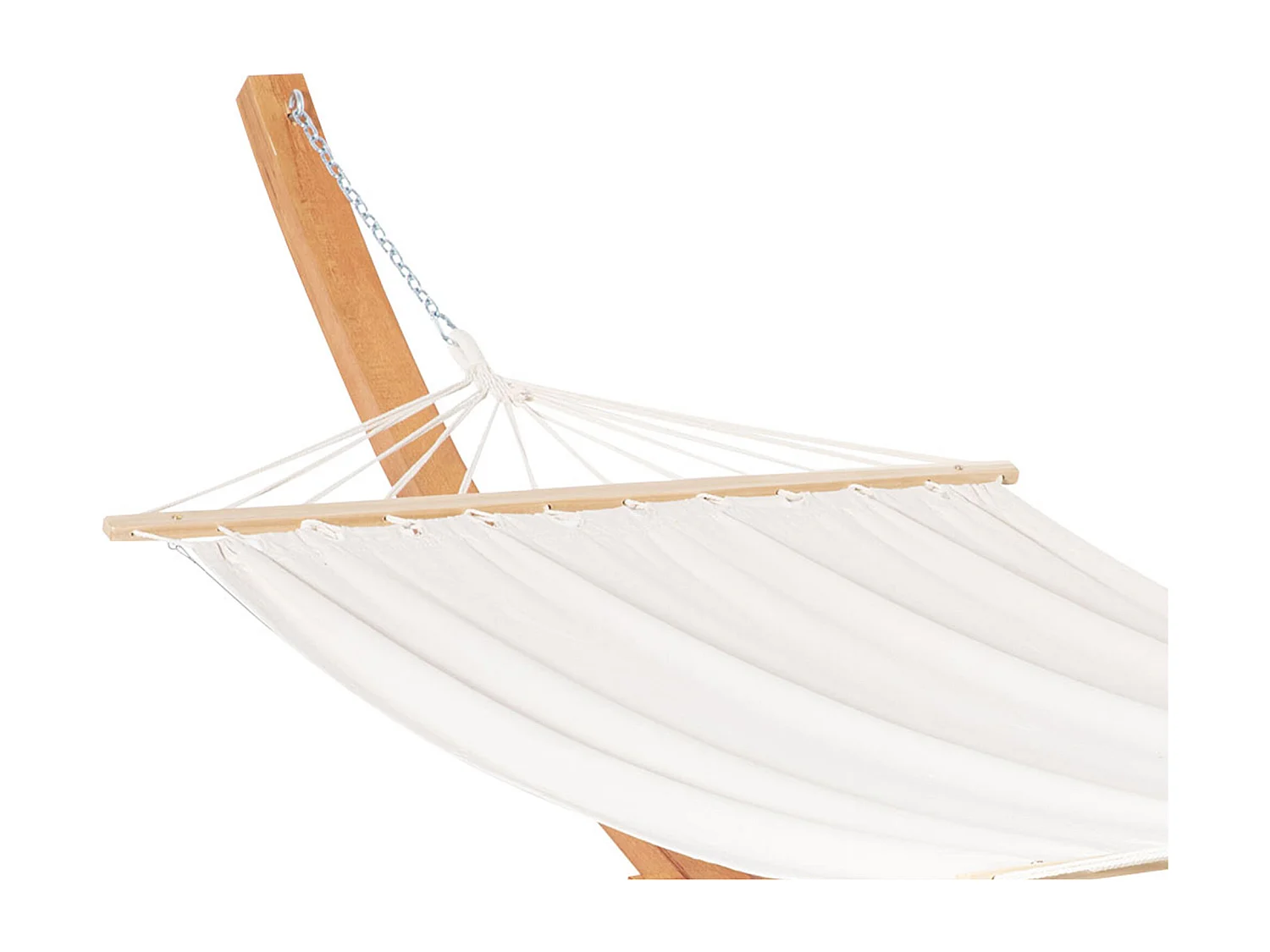 Hamac de jardin avec support en bois hamac sur pied 1 personne dim. 3,92L x 1,2l x 1,1H m toile coton blanc