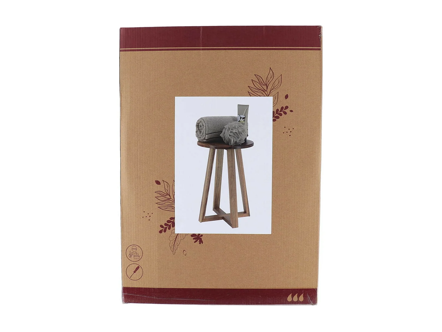 Tabouret de salle de bain en Bois d'Acacia H 43 cm