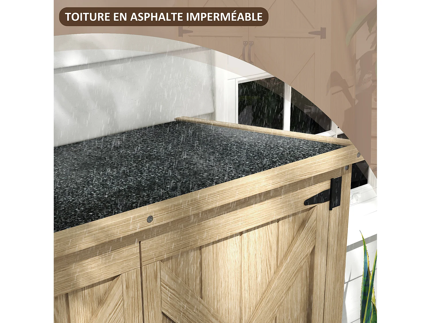Armoire de jardin abri de jardin 2 portes croisillons 2 étagères toit bitumé bois sapin pré-huilé