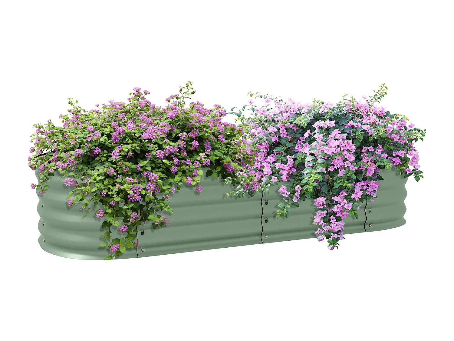 Carré potager de jardin dim. 150L x 62l x 30H cm modulable tôle d'acier ondulée vert