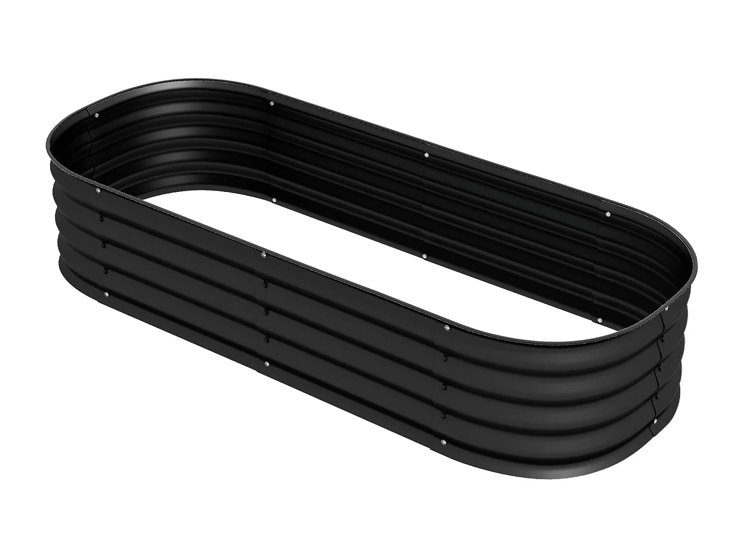 Carré potager de jardin dim. 150L x 62l x 30H cm modulable tôle d'acier ondulée noir