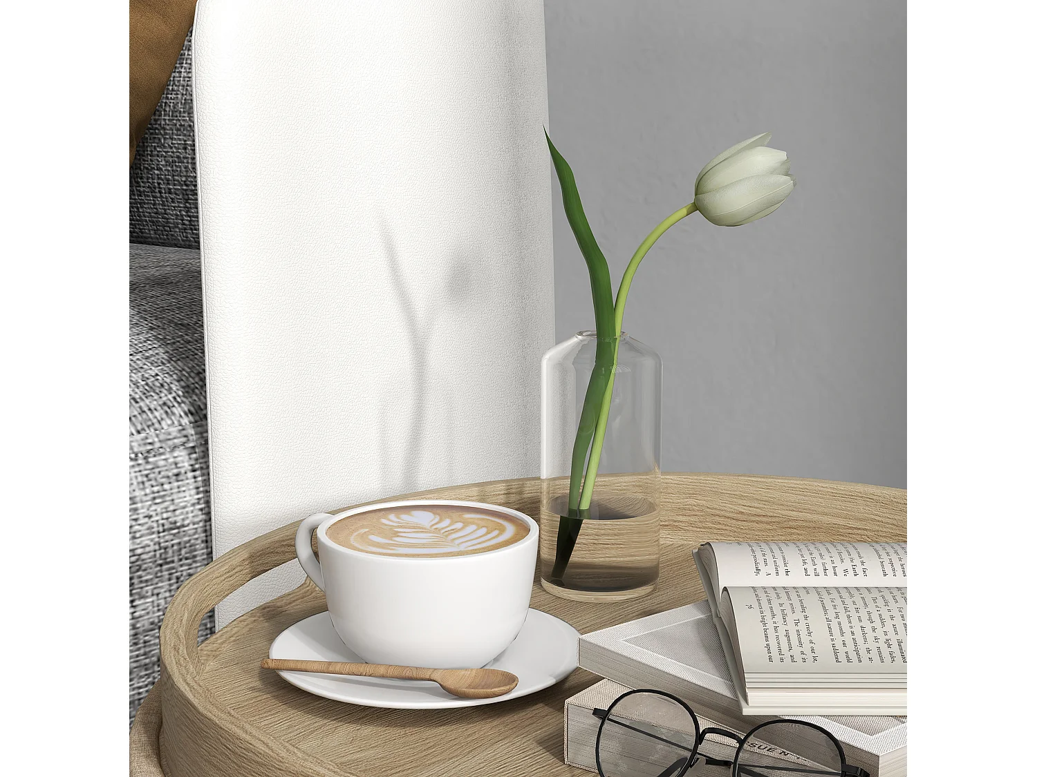 Pouf repose-pied tabouret avec coffre de rangement - plateau réversible - pieds bois tissu aspect lin beige