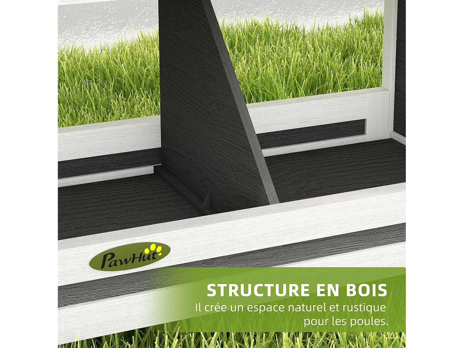 Pondoir pour poules 3 emplacements nichoir en bois avec fond et toit gris blanc noir