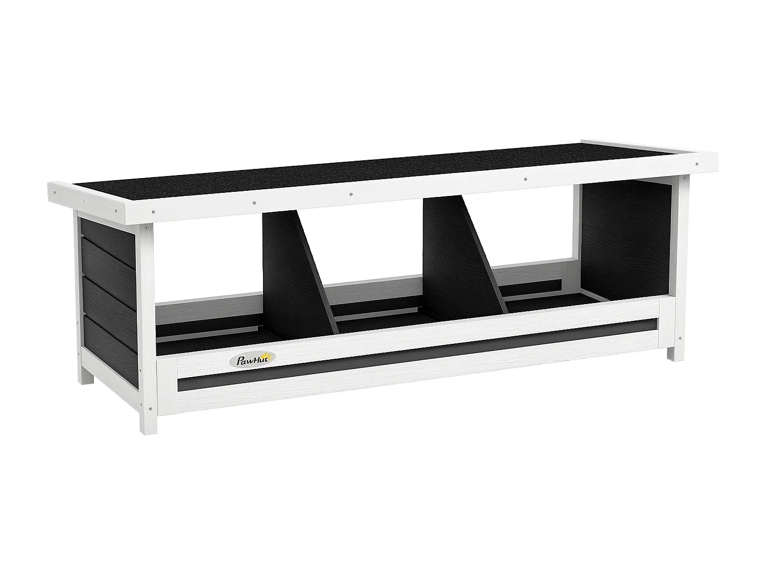 Pondoir pour poules 3 emplacements nichoir en bois avec fond et toit gris blanc noir