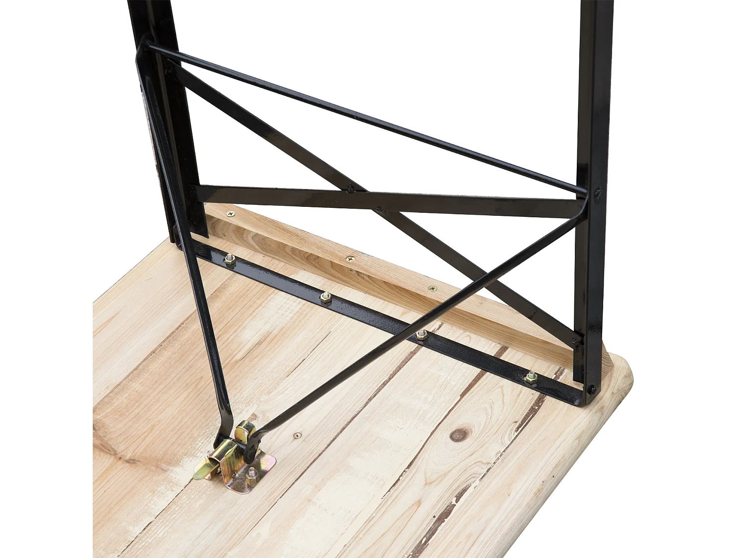 Table de camping pique-nique pliable portable + 2 bancs pliables métal époxy noir bois massif sapin