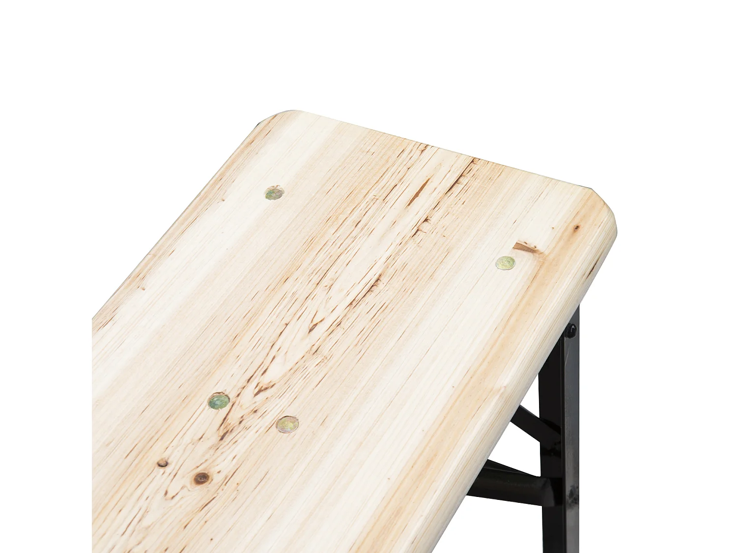 Table de camping pique-nique pliable portable + 2 bancs pliables métal époxy noir bois massif sapin