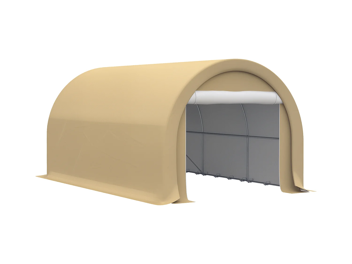 Tente garage carport dim. 5L x 3l x 2,4H m acier galvanisé robuste PE haute densité 190 g/m² imperméable anti-UV beige