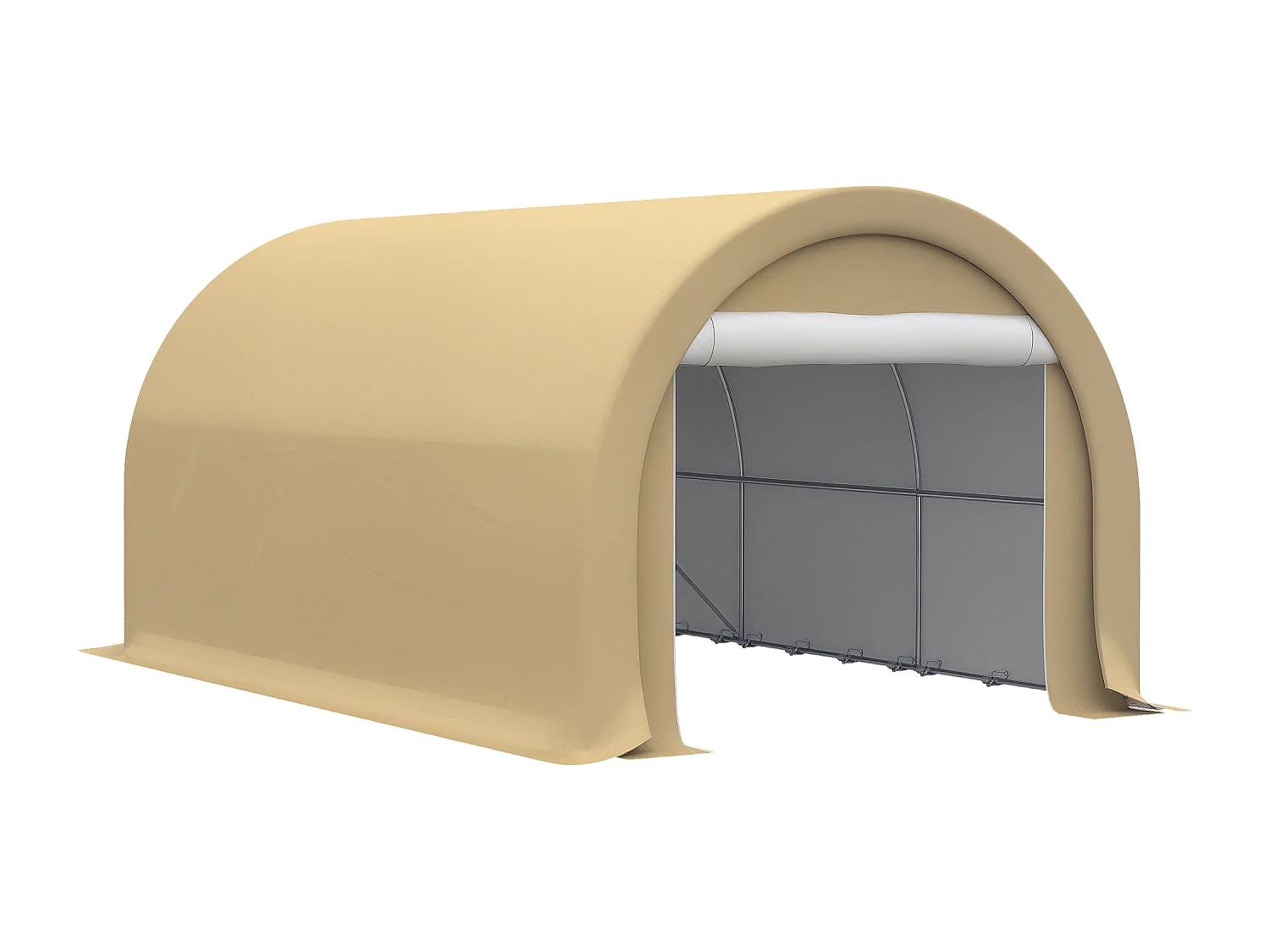 Tente garage carport dim. 5L x 3l x 2,4H m acier galvanisé robuste PE haute densité 190 g/m² imperméable anti-UV beige