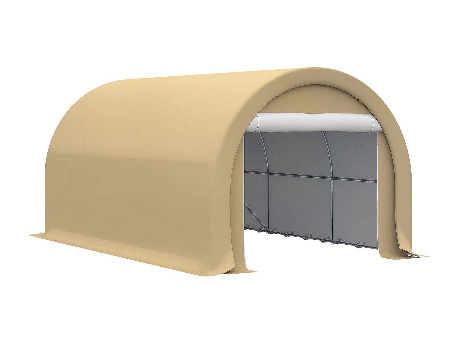 Tente garage carport dim. 5L x 3l x 2,4H m acier galvanisé robuste PE haute densité 190 g/m² imperméable anti-UV beige