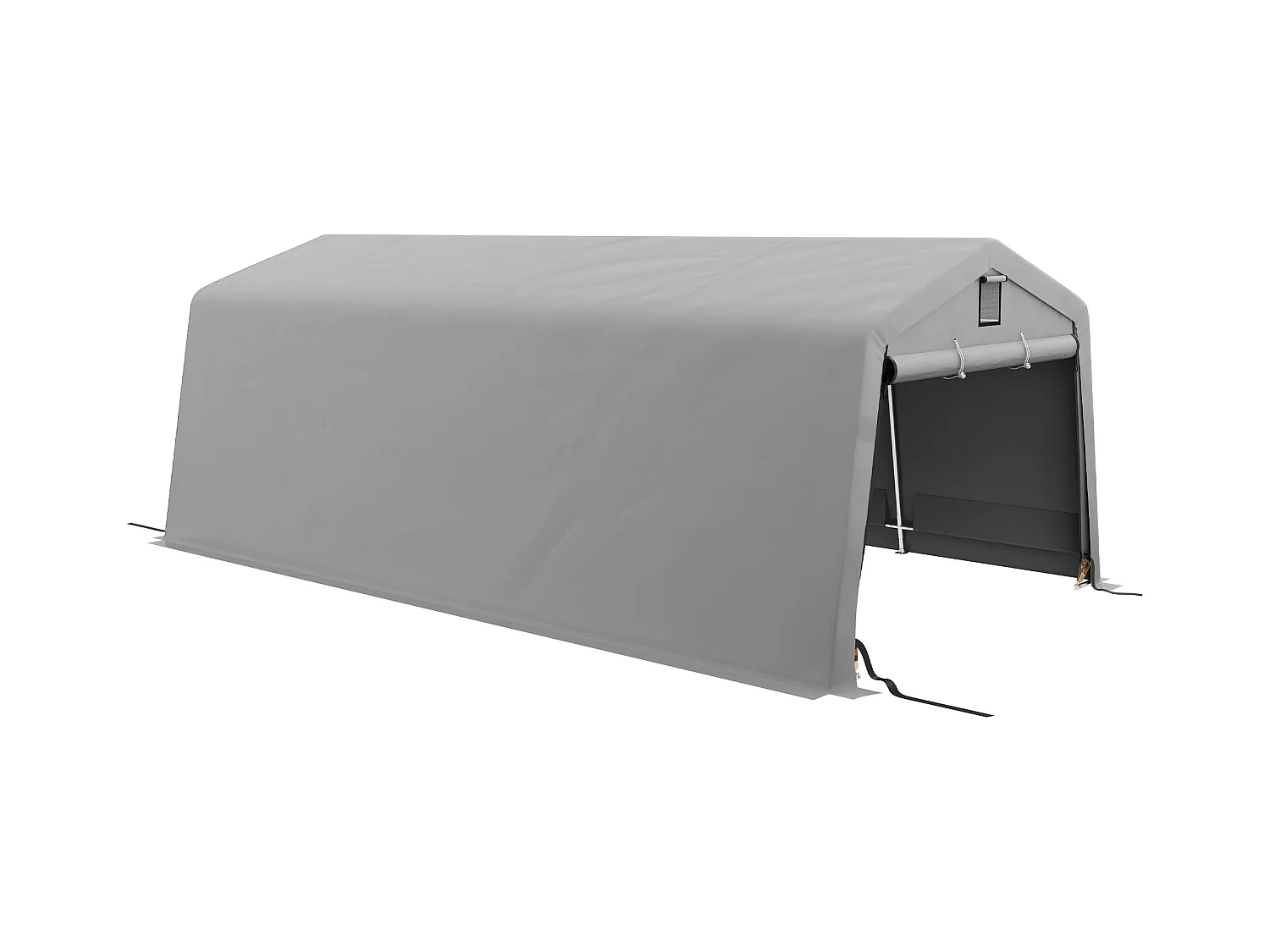 Tente garage carport dim 6L x 3,3l x 2,4H m acier galvanisé robuste PE haute densité 150 g/m² imperméable anti-UV gris