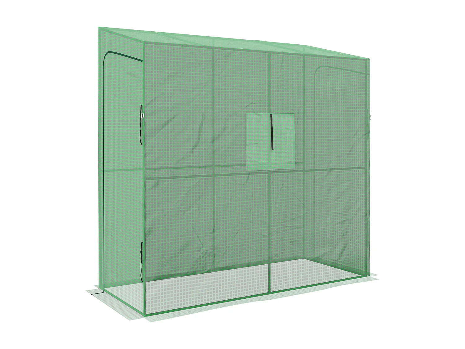 Serre de jardin adossée serre adossée dim. 2L x 0,8l x 2H m 2 portes zippées fenêtre acier PE haute densité vert