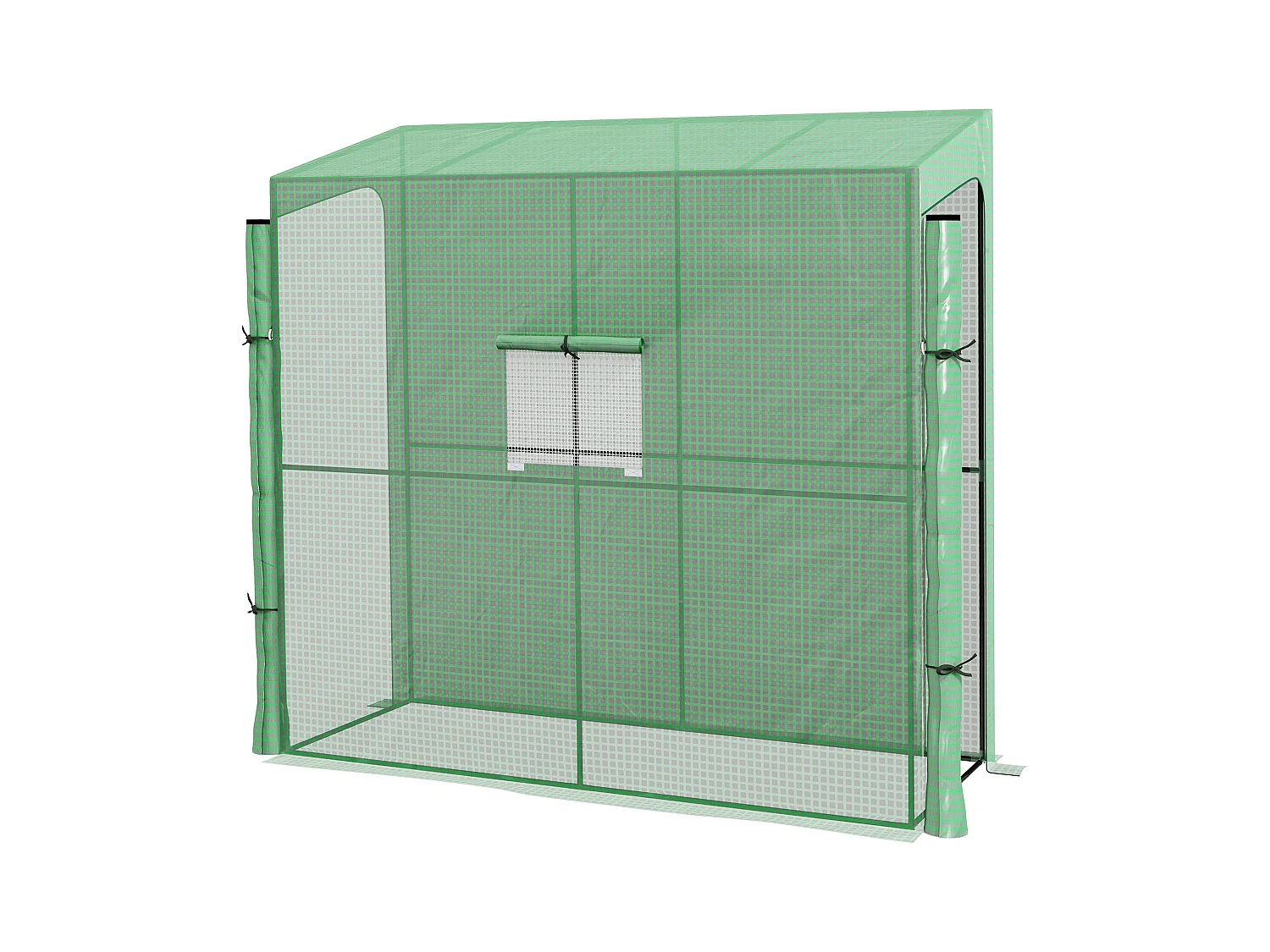 Serre de jardin adossée serre adossée dim. 2L x 0,8l x 2H m 2 portes zippées fenêtre acier PE haute densité vert