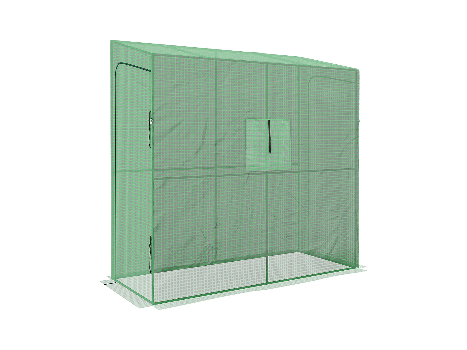 Serre de jardin adossée serre adossée dim. 2L x 0,8l x 2H m 2 portes zippées fenêtre acier PE haute densité vert