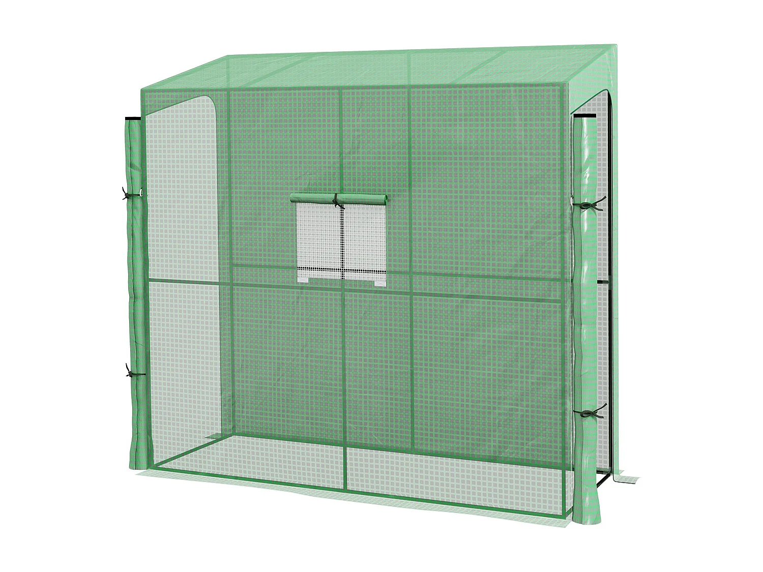 Serre de jardin adossée serre adossée dim. 2L x 0,8l x 2H m 2 portes zippées fenêtre acier PE haute densité vert