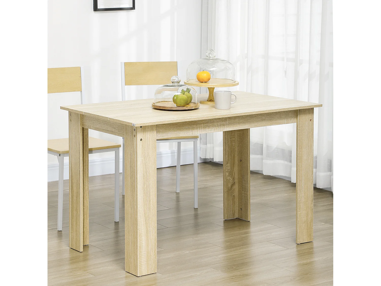 Table à manger grand plateau 4-6 personnes - dim. 120L x 69l x 75H cm - panneaux aspect chêne clair