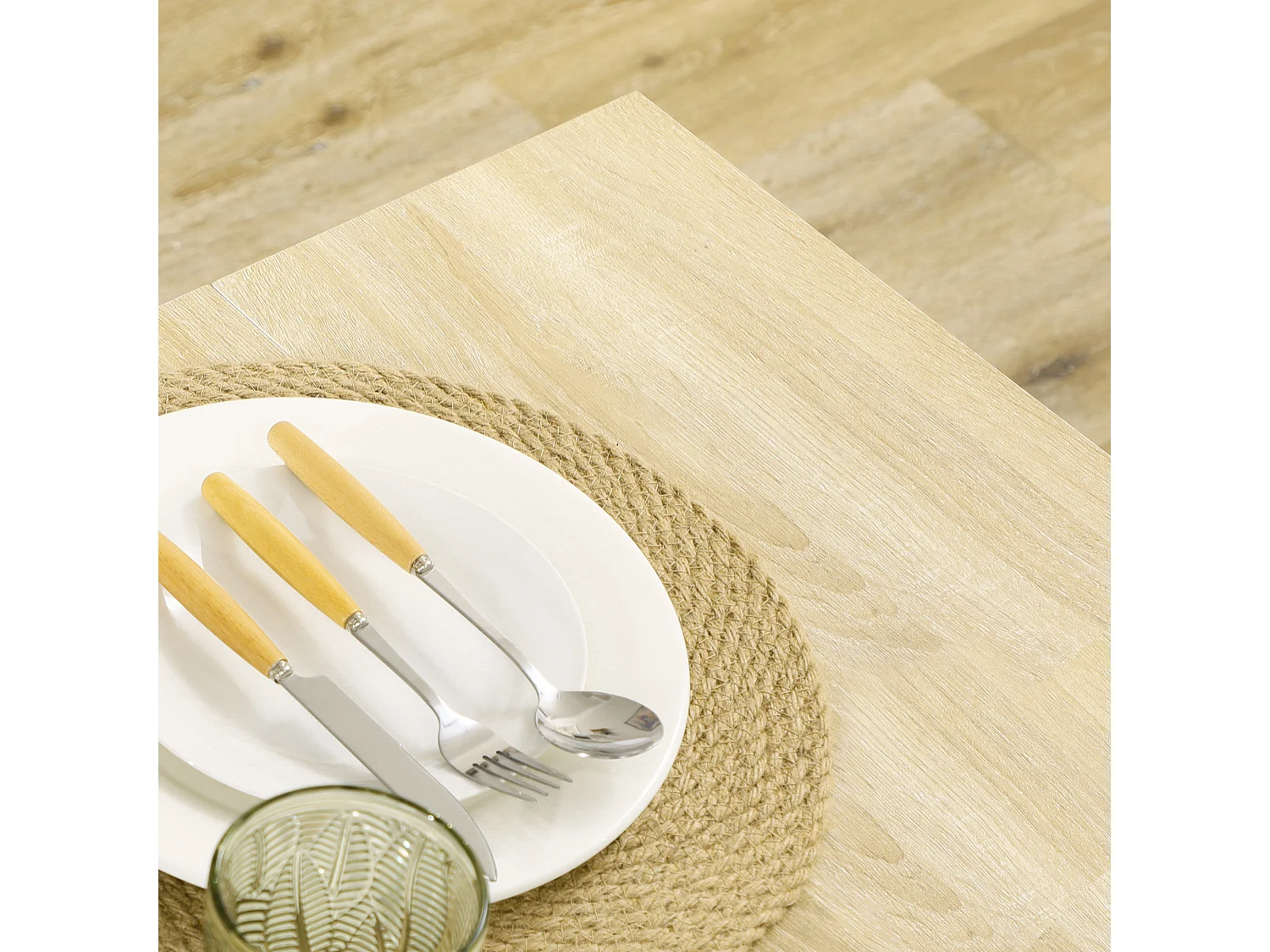 Table à manger grand plateau 4-6 personnes - dim. 120L x 69l x 75H cm - panneaux aspect chêne clair