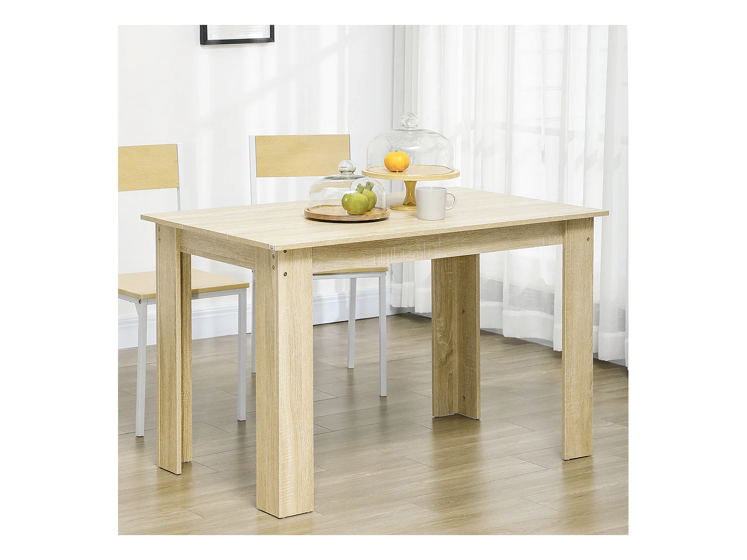 Table à manger grand plateau 4-6 personnes - dim. 120L x 69l x 75H cm - panneaux aspect chêne clair
