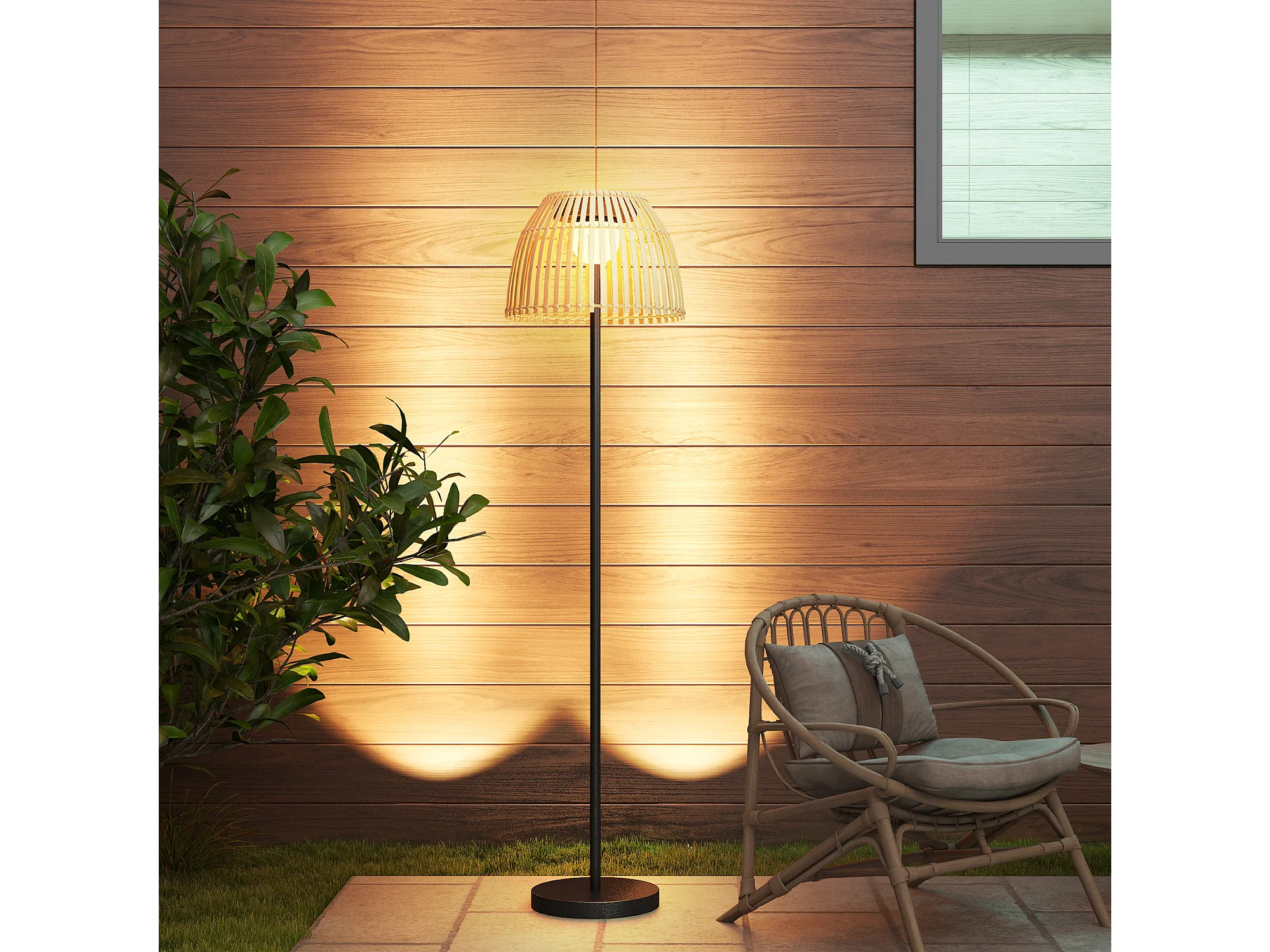 Lampadaire Solaire D'extérieur – IP44, Rechargeable USB, Hauteur Réglable, 3 Modes, 3000K, 4000 MAh
