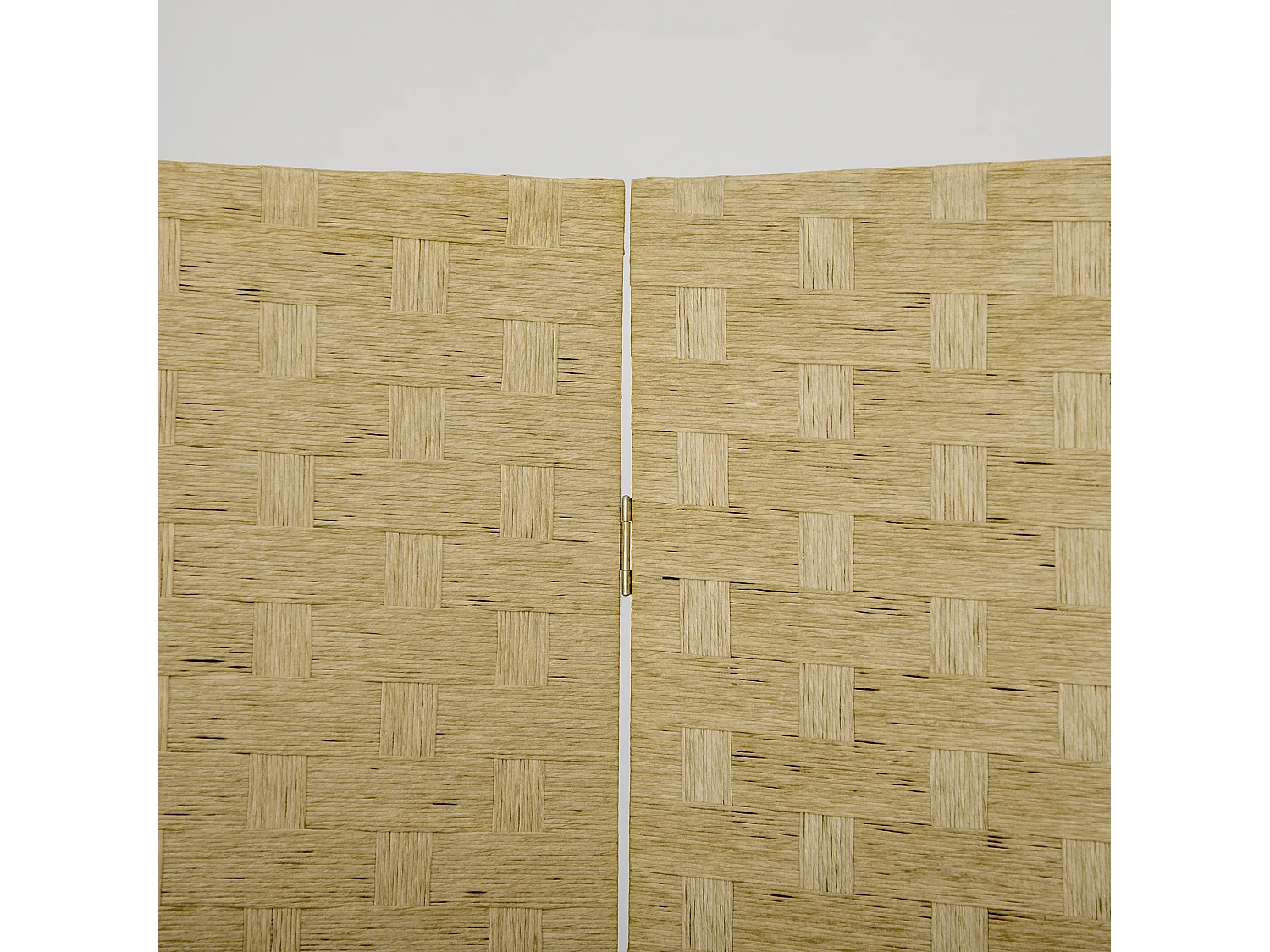 Paravent intérieur 4 panneaux pliables séparateur de pièce bois de pin fibres de papier tressé naturel