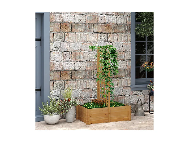 Jardinière avec treillis - dim. 100L x 60l x 150H cm - bois sapin pré-huilé