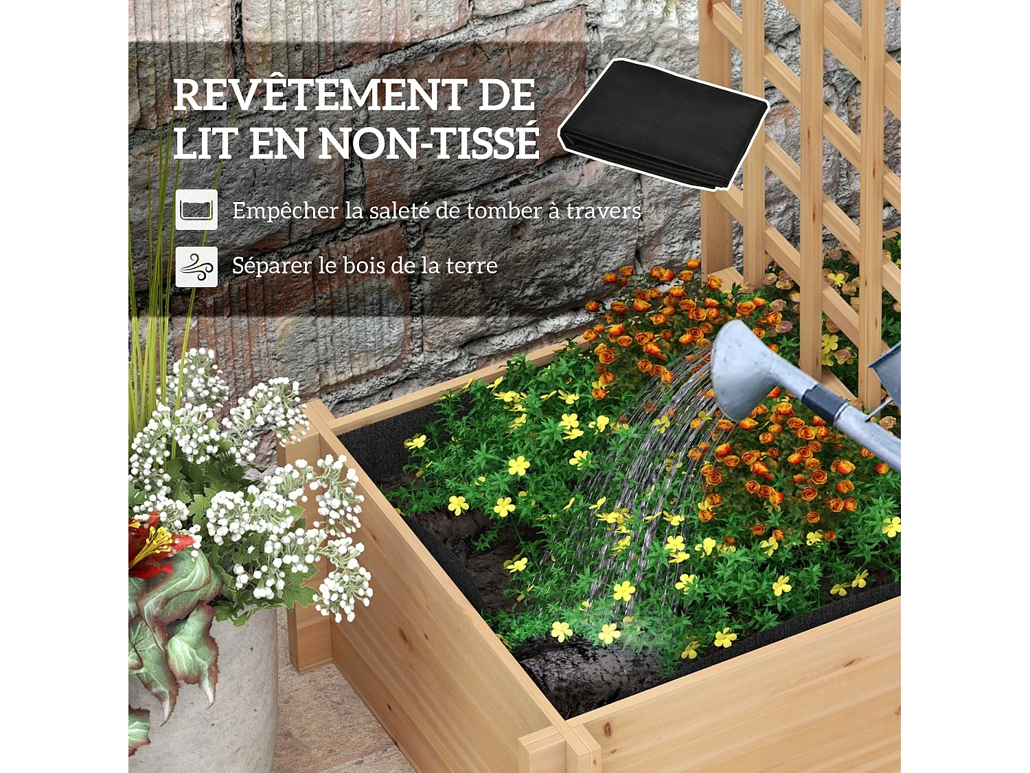 Jardinière avec treillis - dim. 100L x 60l x 150H cm - bois sapin pré-huilé