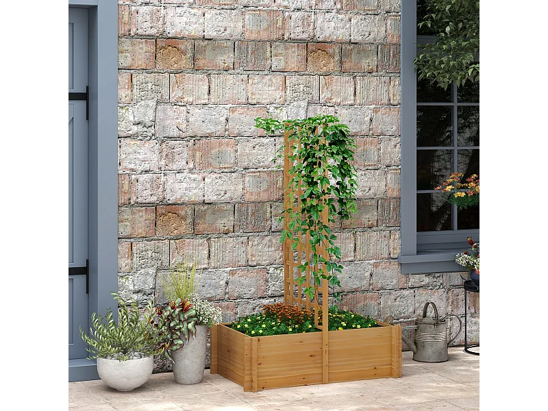 Jardinière avec treillis - dim. 100L x 60l x 150H cm - bois sapin pré-huilé