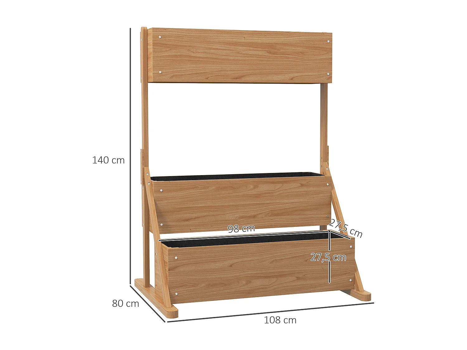 Jardinière carré potager 3 niveaux - inserts d'irrigation, feutre drainage inclus - bois sapin pré-huilé