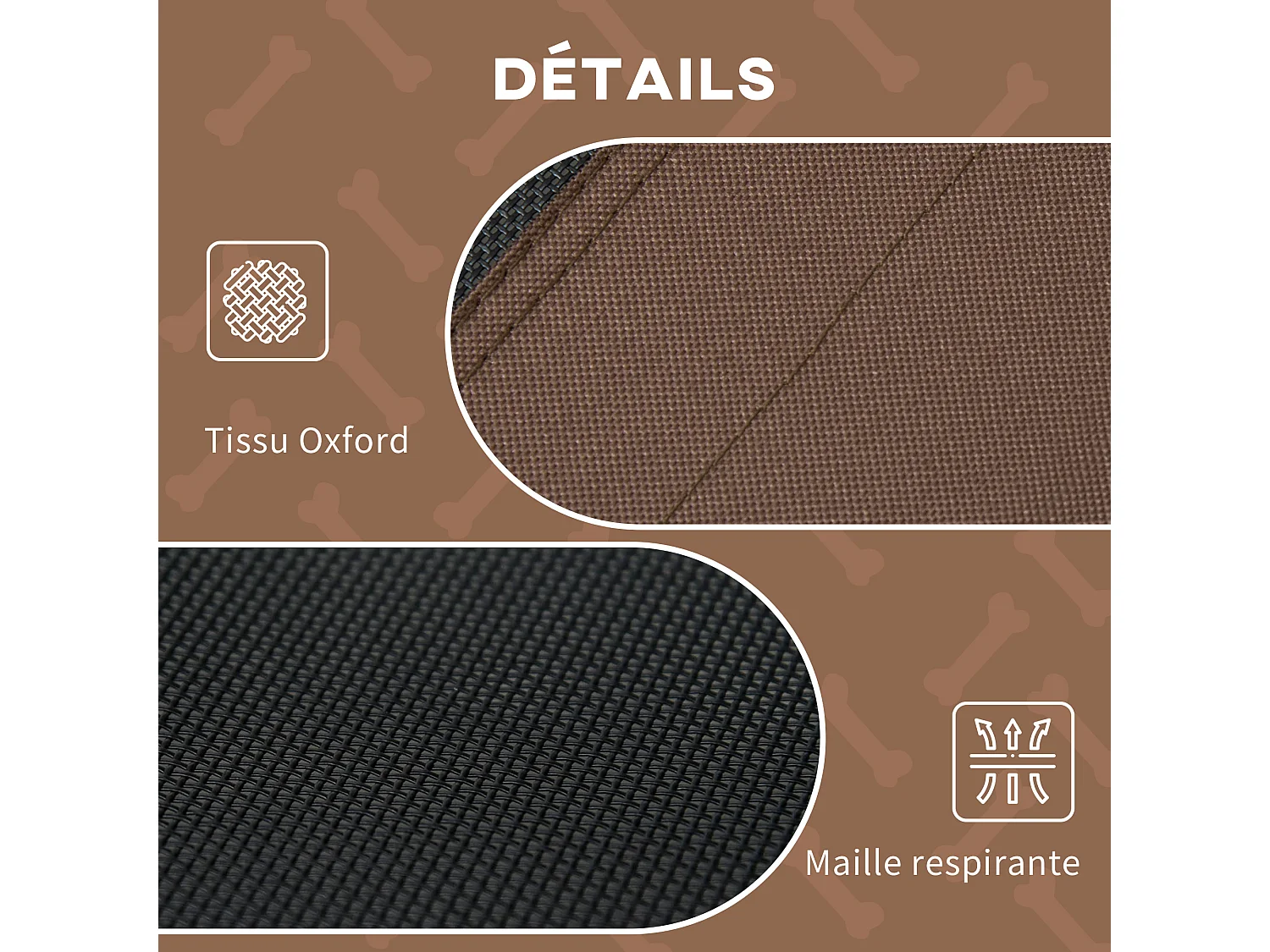Lit pour chien chat sur pied velum anti-UV tissu Oxford micro-perforé sac transport inclus marron