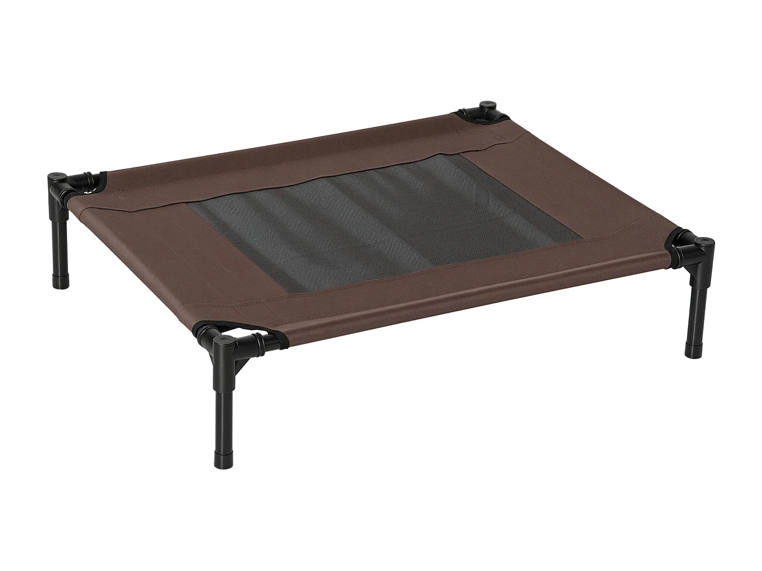 Lit pour chien chat sur pieds tissu oxford textilène micro-perforé 76L x 61l x 18H cm marron noir