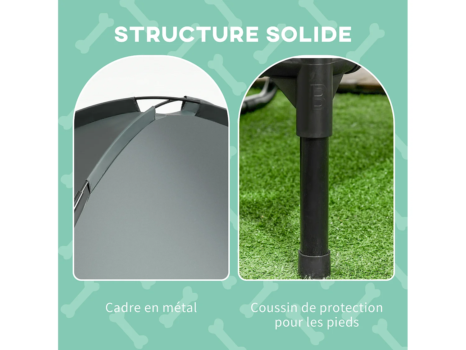 Lit pour chien chat sur pied velum anti-UV tissu Oxford micro-perforé sac transport inclus gris