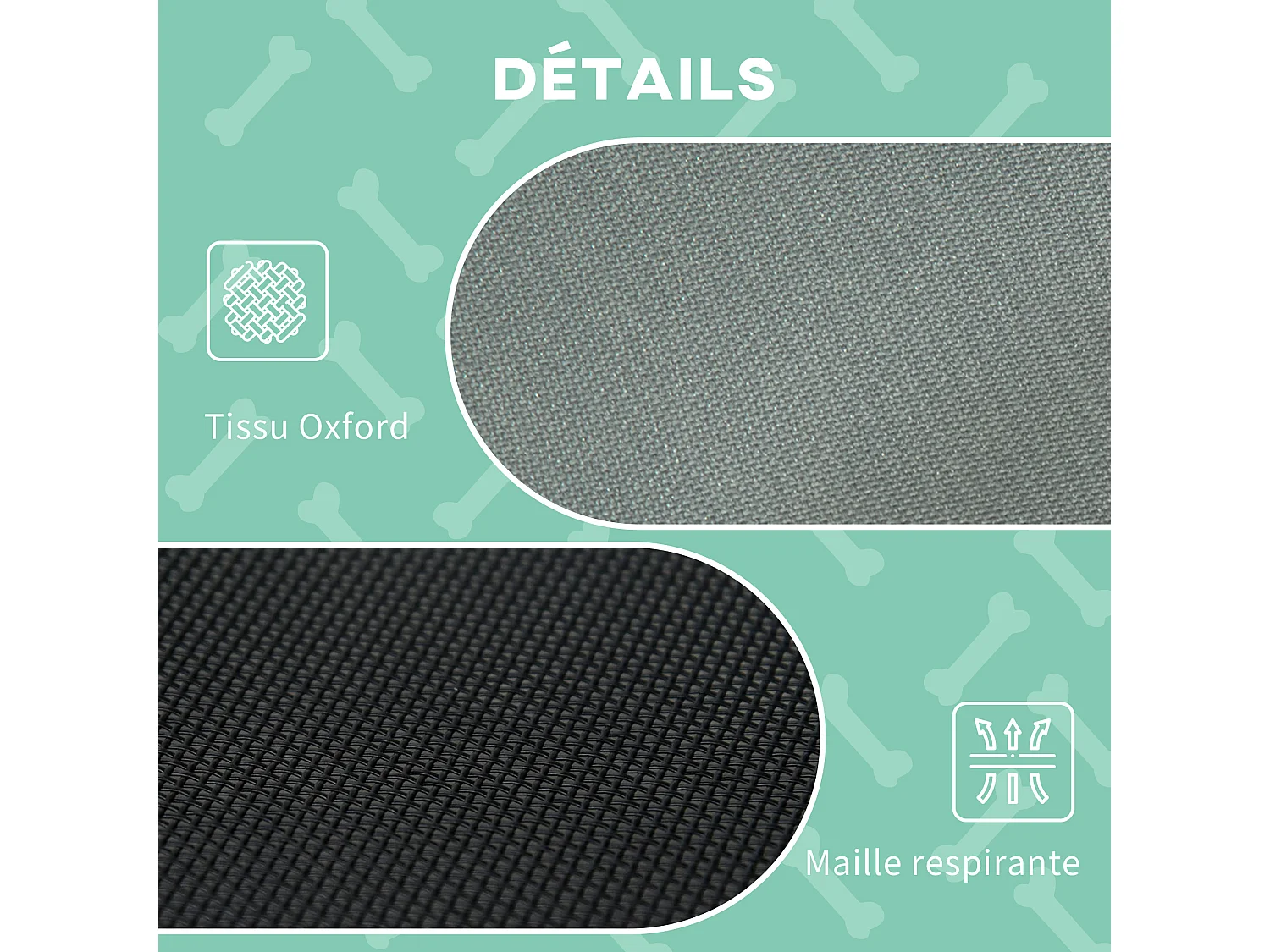 Lit pour chien chat sur pied velum anti-UV tissu Oxford micro-perforé sac transport inclus gris