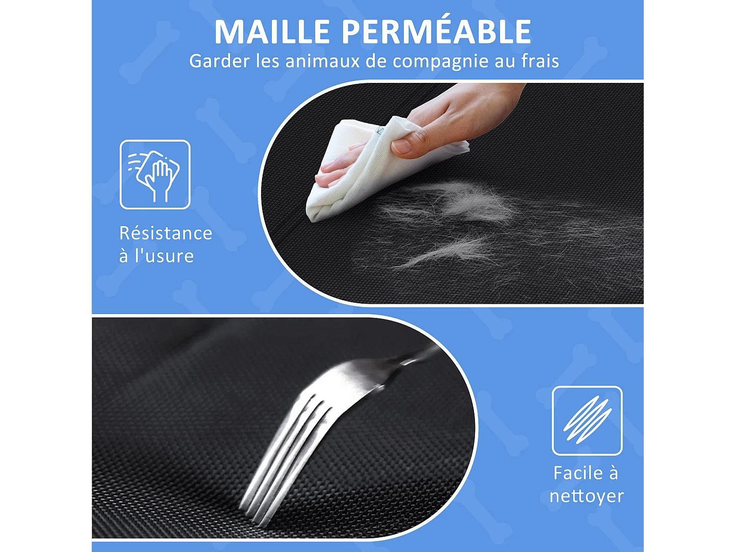 Lit surélevé pour chien appui-tête textilène micro-perforé noir