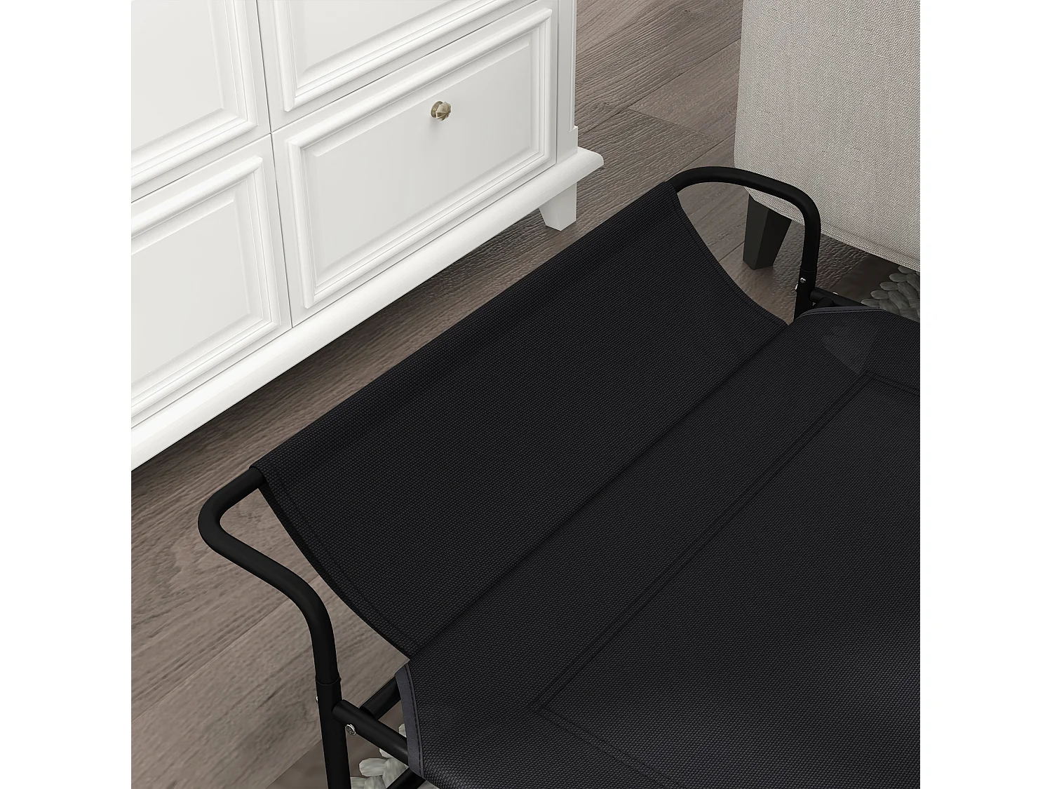 Lit surélevé pour chien appui-tête textilène micro-perforé noir