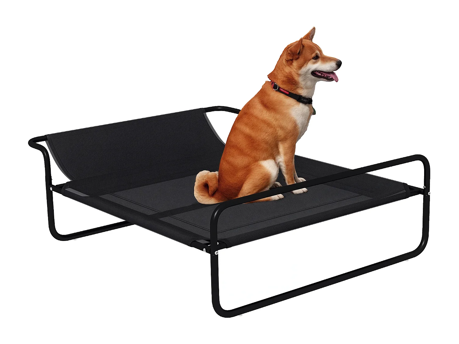 Lit surélevé pour chien appui-tête textilène micro-perforé noir