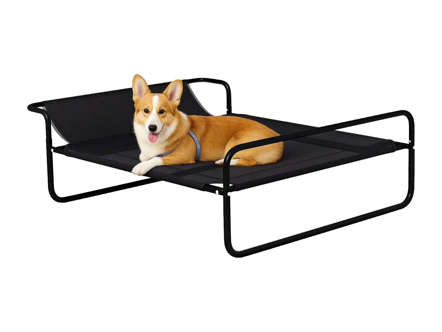 Lit surélevé pour chien appui-tête textilène micro-perforé noir