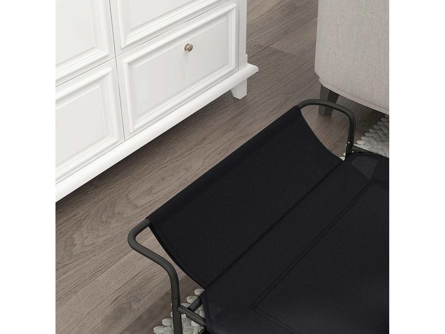 Lit surélevé pour chien appui-tête textilène micro-perforé noir