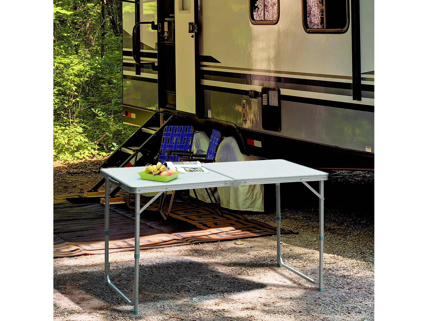 Table de camping reception pliante portable pique-nique buffet en aluminium