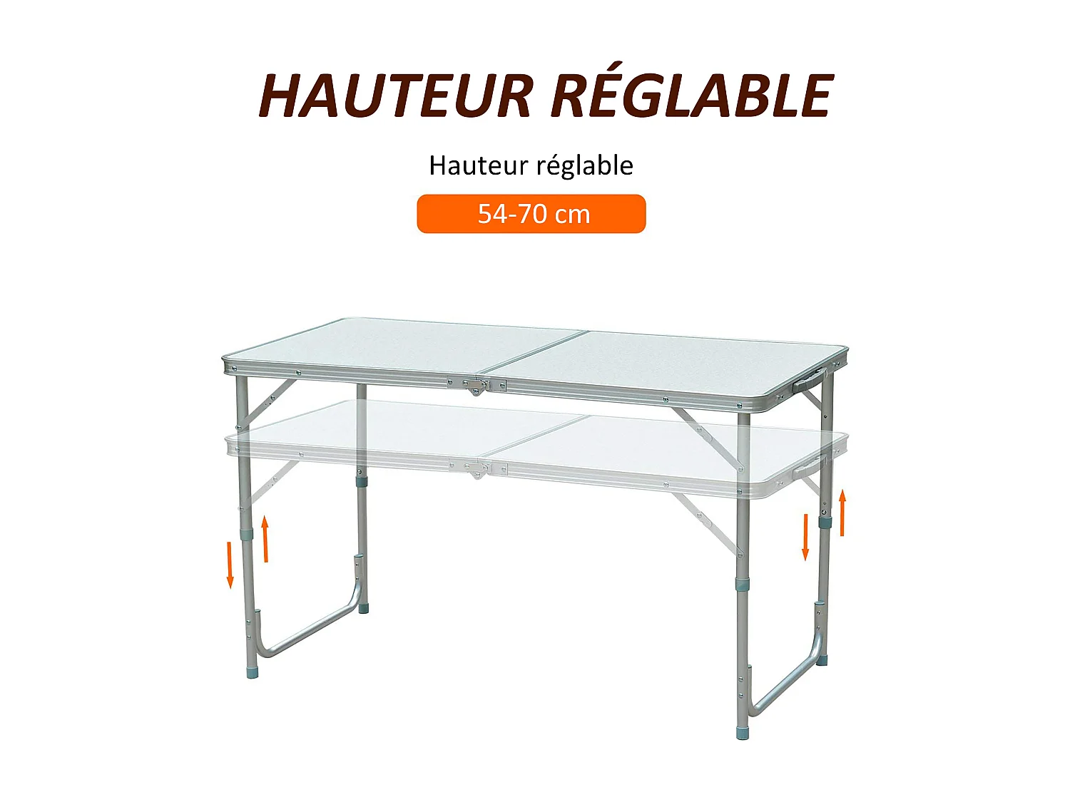 Table de camping reception pliante portable pique-nique buffet en aluminium
