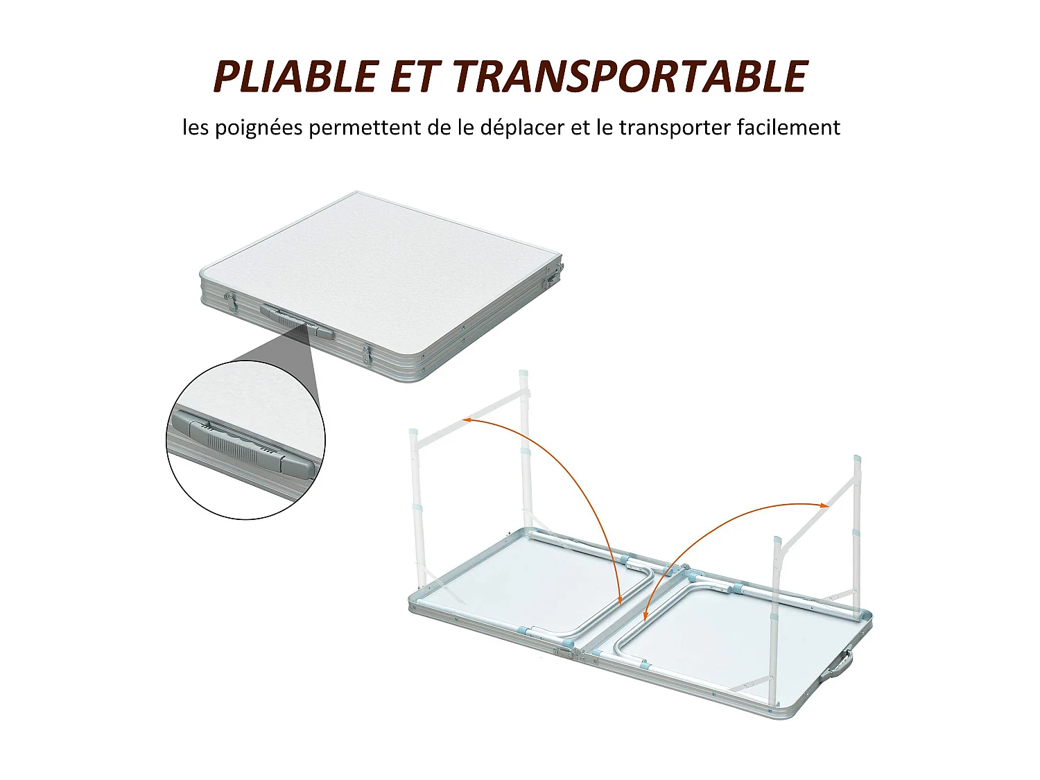 Table de camping reception pliante portable pique-nique buffet en aluminium