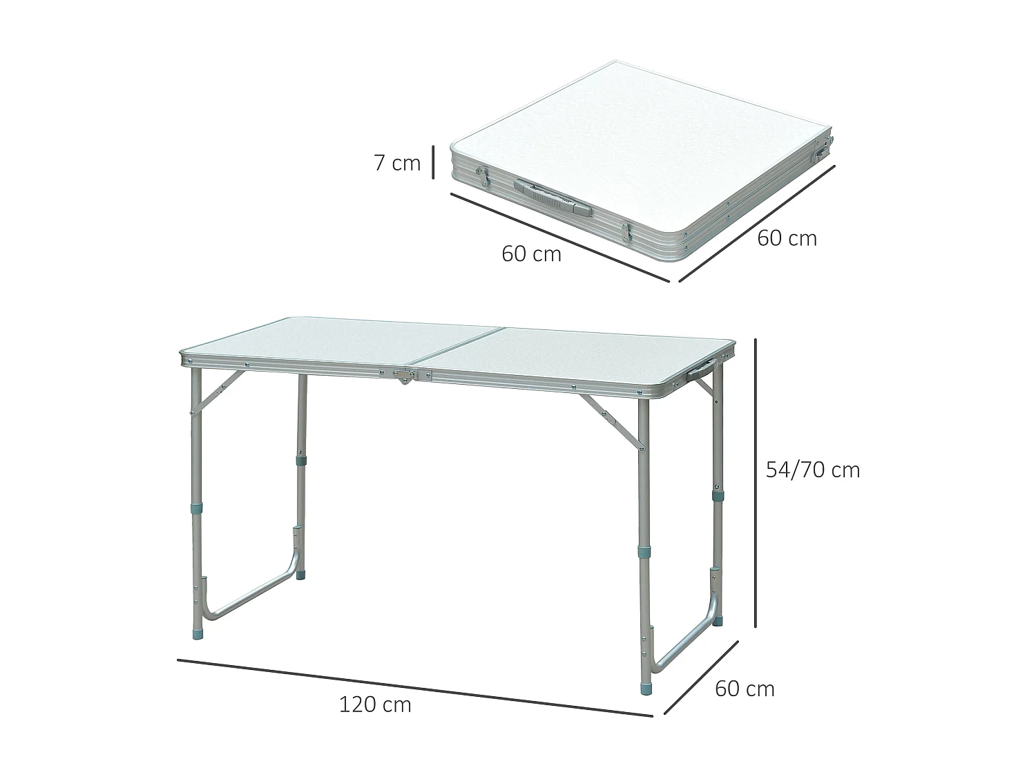 Table de camping reception pliante portable pique-nique buffet en aluminium