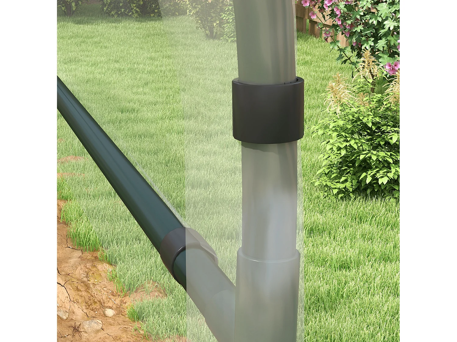 Serre de jardin serre à tomates dim. 6L x 1,23l x 1,71H m acier thermolaqué vert PE haute densité transparent