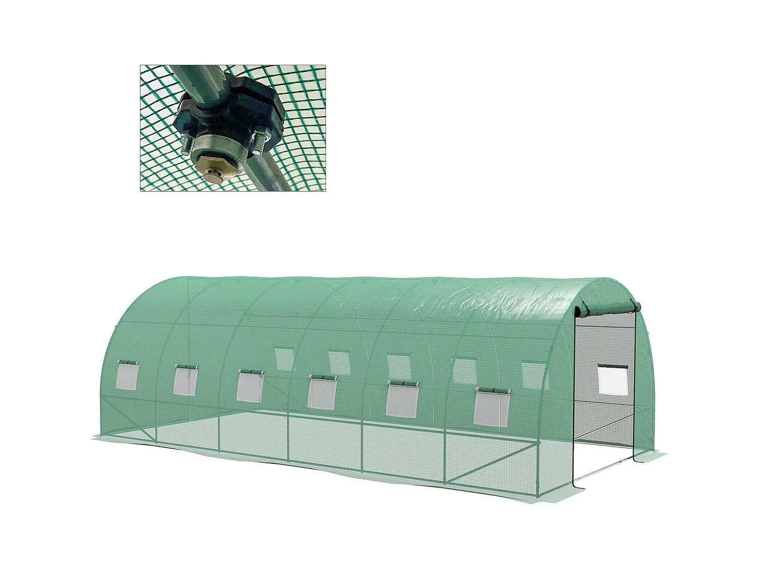 Serre de jardin tunnel 18 m² système d'arrosage intégré acier renforcé PE haute densité vert