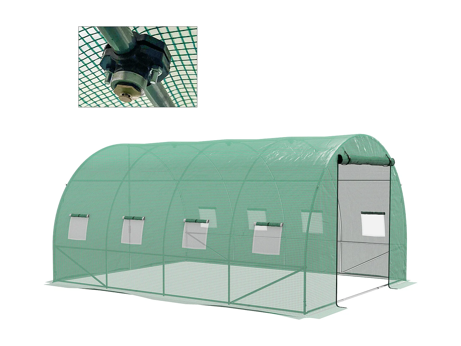 Serre de jardin tunnel 12 m² système d'arrosage intégré acier renforcé PE haute densité vert