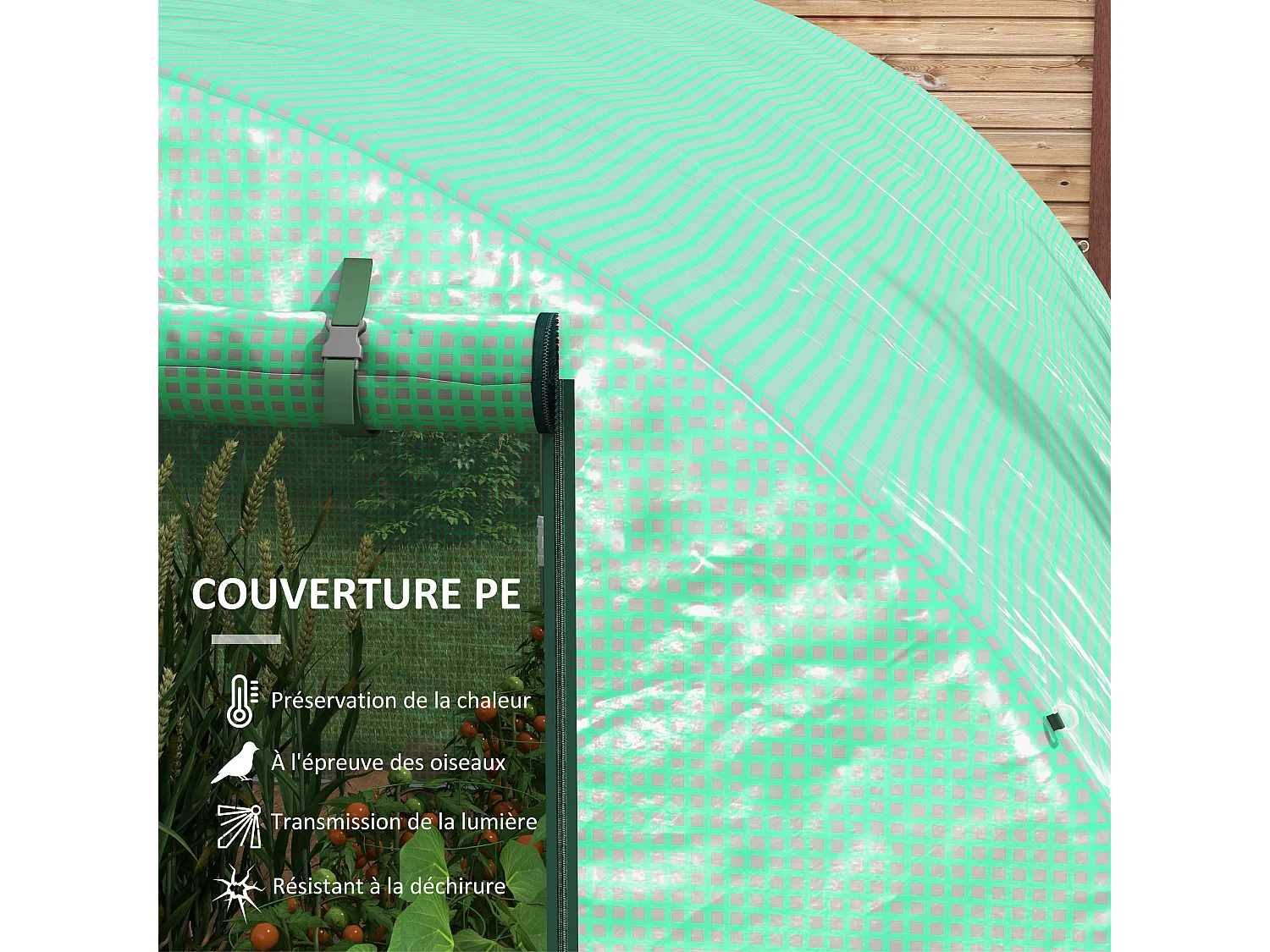 Serre de jardin tunnel 12 m² système d'arrosage intégré acier renforcé PE haute densité vert