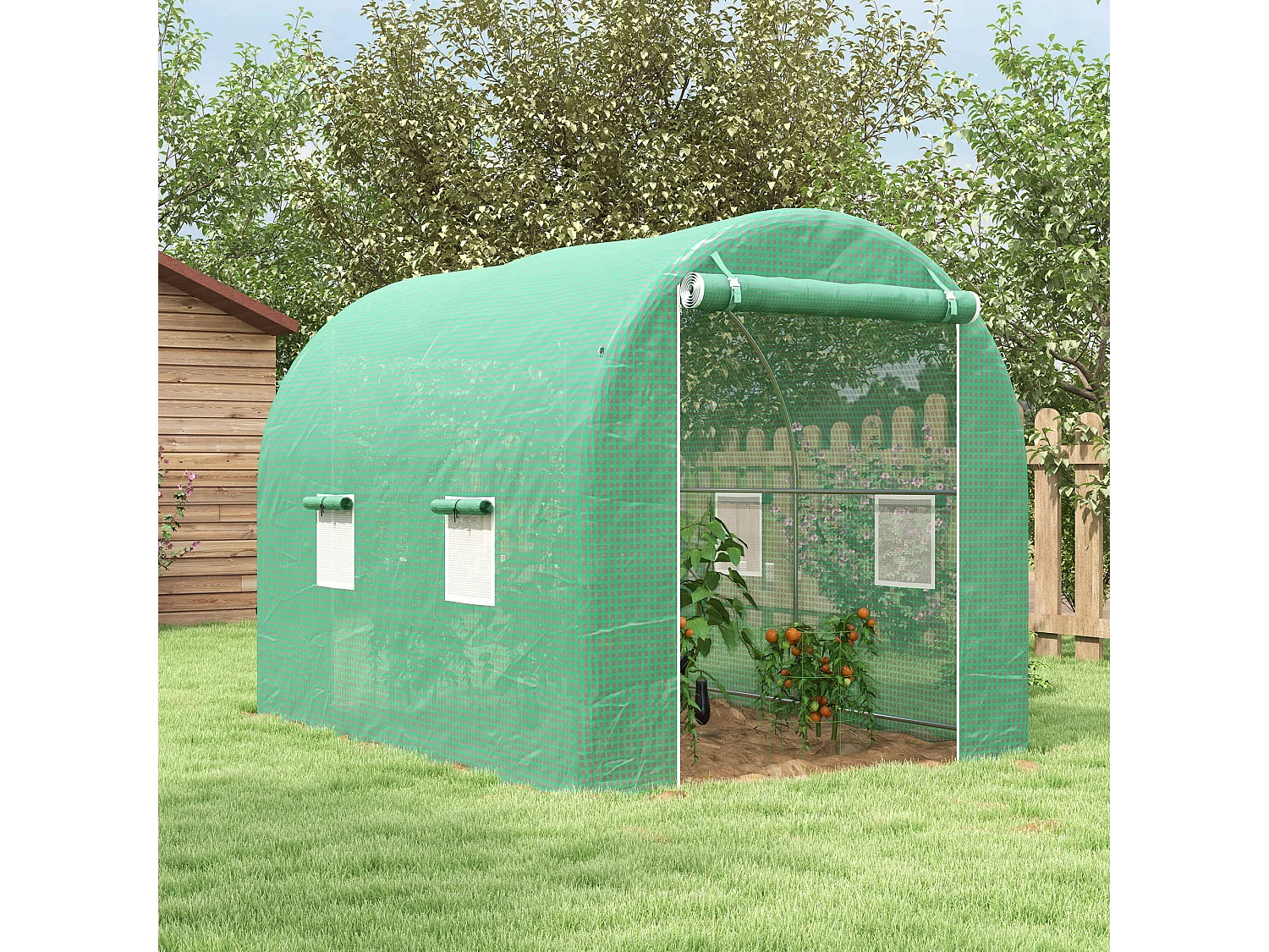 Serre de jardin tunnel surface sol 6 m² châssis tubulaire renforcé vert