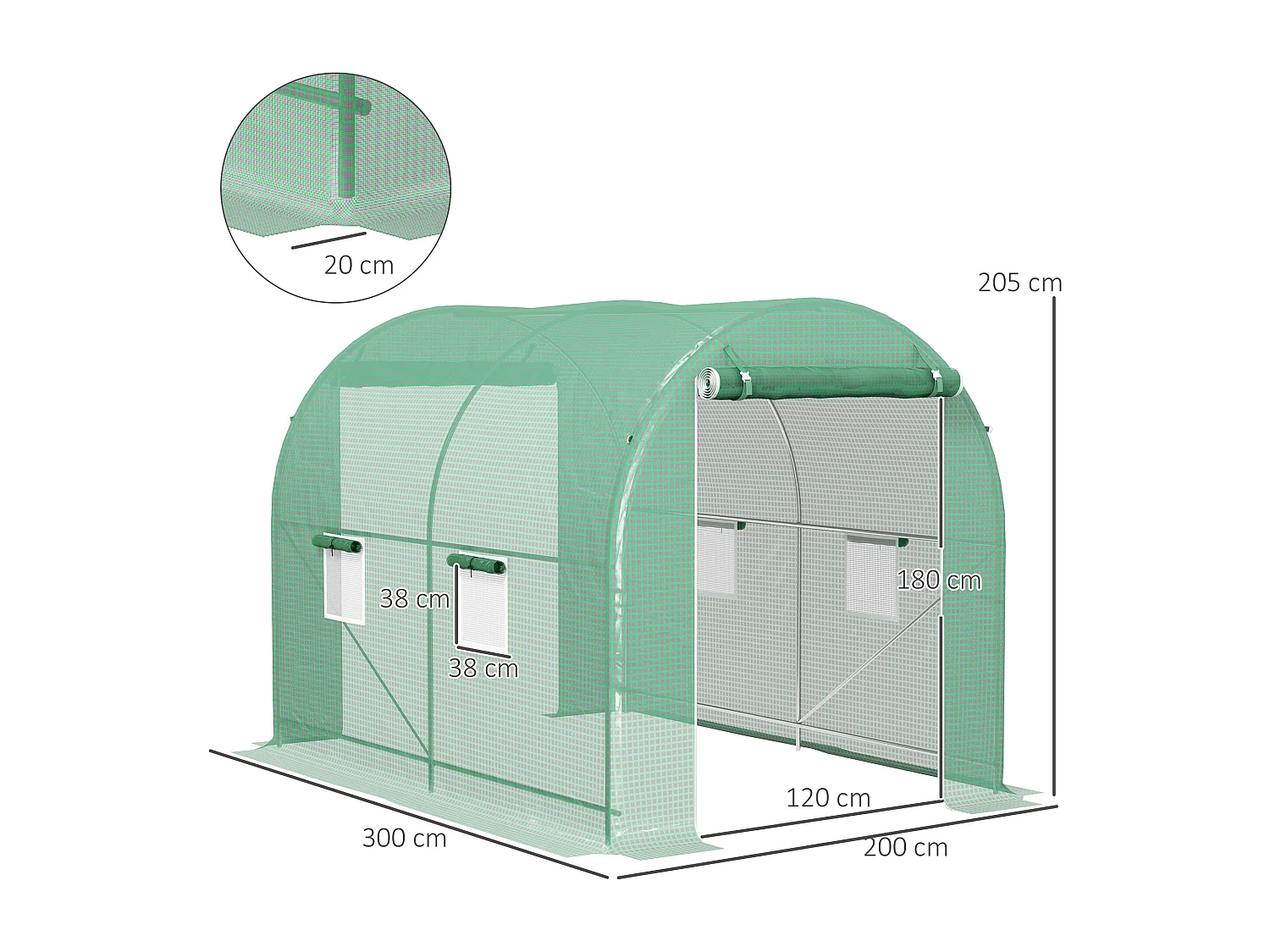 Serre de jardin tunnel surface sol 6 m² châssis tubulaire renforcé vert