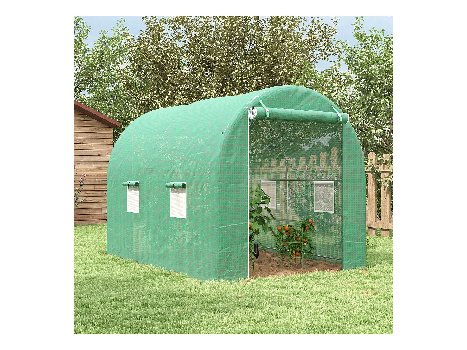 Serre de jardin tunnel surface sol 6 m² châssis tubulaire renforcé vert