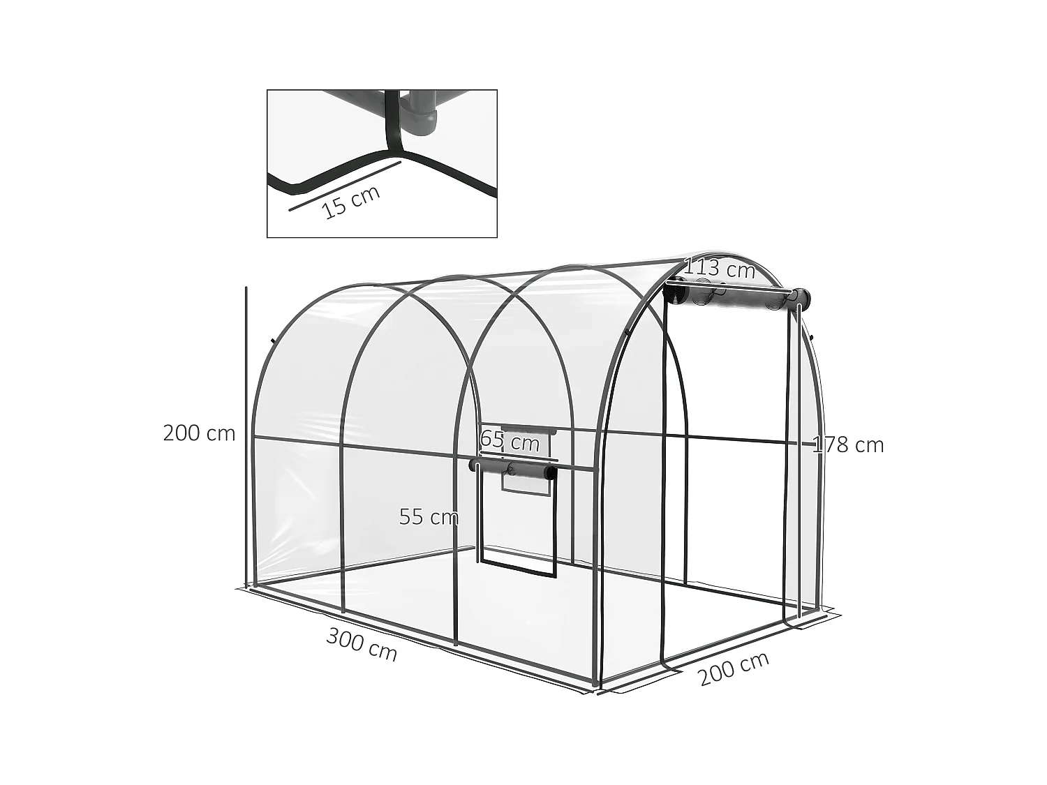 Serre tunnel serre à tomates surface sol 6 m² 3L x 2l x 2H m