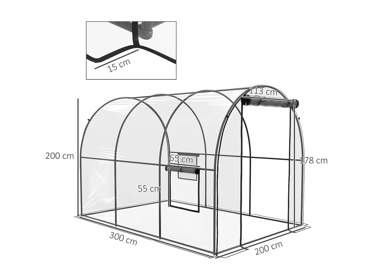 Serre tunnel serre à tomates surface sol 6 m² 3L x 2l x 2H m