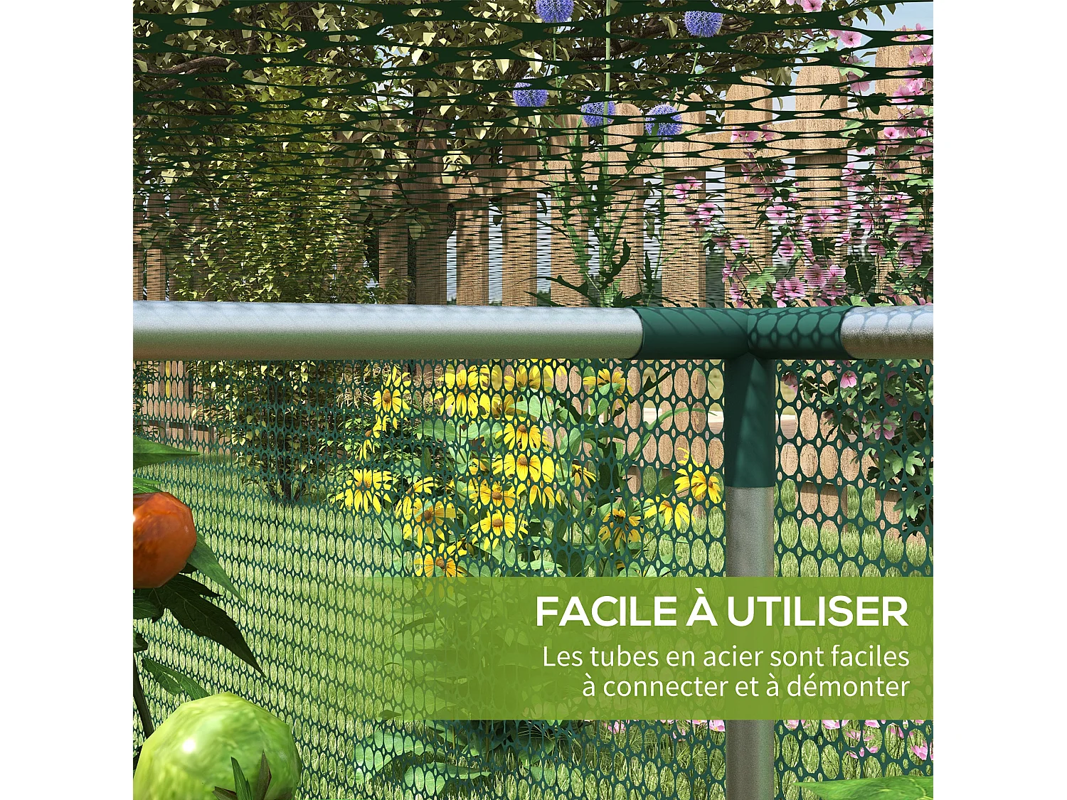 Serre de jardin serre à tomates filet protection porte HDPE vert